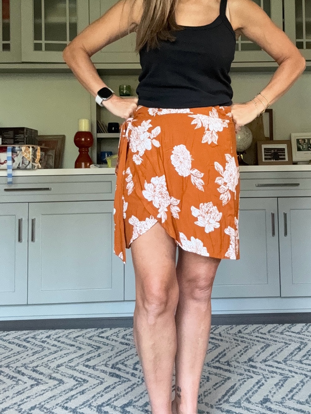 Rue stiic -Floral Wrap Skirt in Rust and White